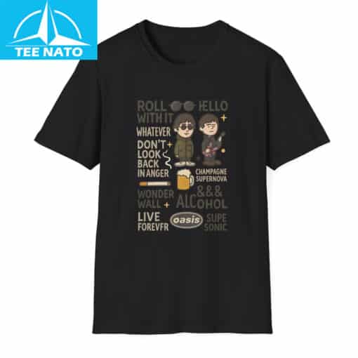 Oasis Band Britpop Music Song Titles Shirt - Image 3