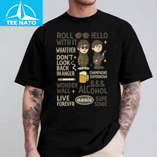 Oasis Band Britpop Music Song Titles Shirt