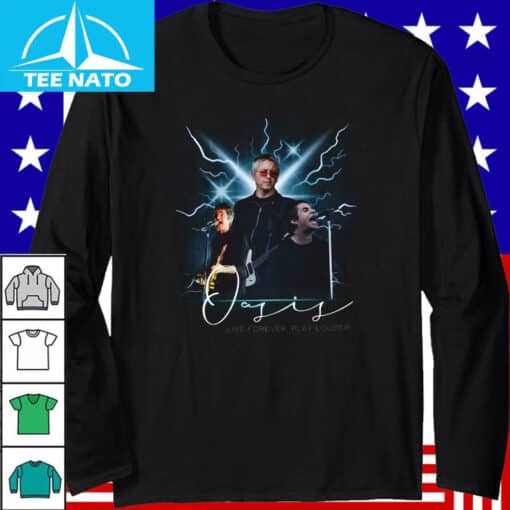 Oasis Live Forever Play Louder Lightning Shirt - Image 3