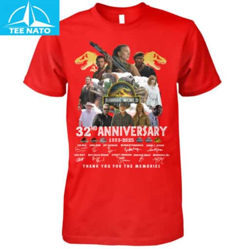 Official Jurassic World 32nd Anniversary Movie Shirt - Image 3
