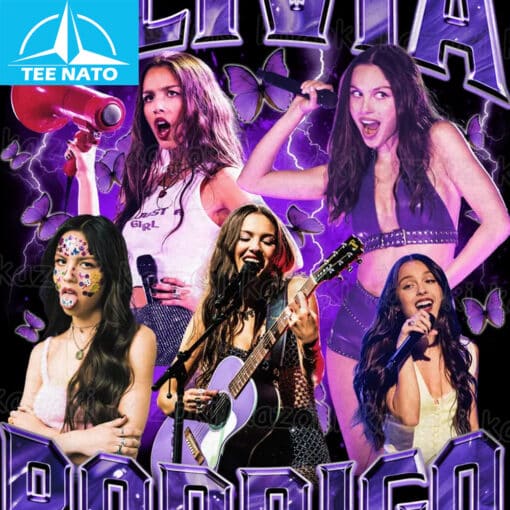 Olivia Rodrigo Vintage Style Pop Music Collage Shirt - Image 3