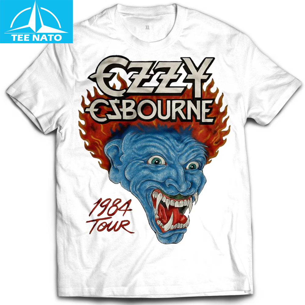 Front and back view of the Ozzy Osbourne 1984 Tour Werewolf Flame Shirt
