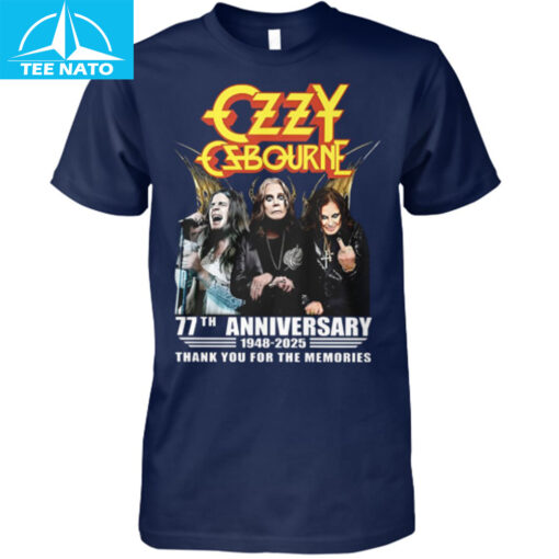 Ozzy Osbourne 77th Anniversary 1948-2025 'Thank You For The Memories' Fan Shirt - Image 4