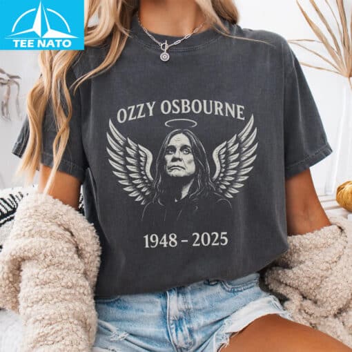 Ozzy Osbourne Angel Tribute Art – Rock Legend Memorial Shirt - Image 3