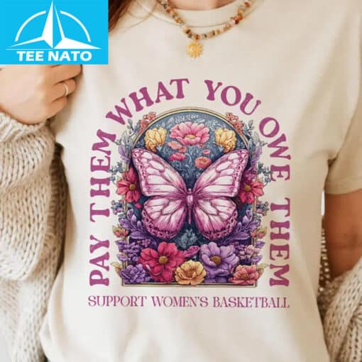 Pay Them What You Owe Them Butterfly Floral Women's Basketball Shirt - Image 4