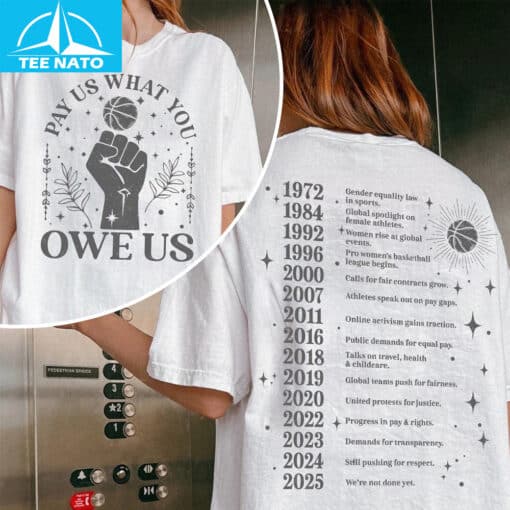 Pay Us What You Owe Us Shirt Women's Sports Shirt - Image 5