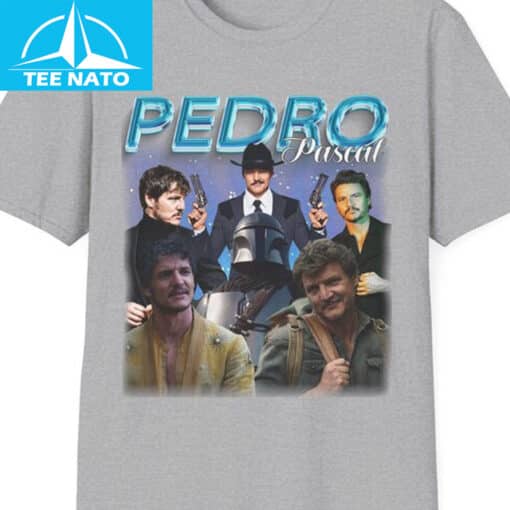 Pedro Pascal Actor Character Photo Collage Graphic Shirt - Image 4
