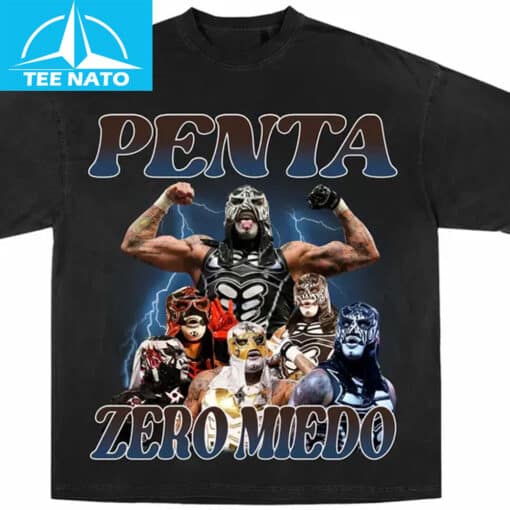 Penta Zero Miedo Lucha Libre Wrestler Collage Shirt - Image 2