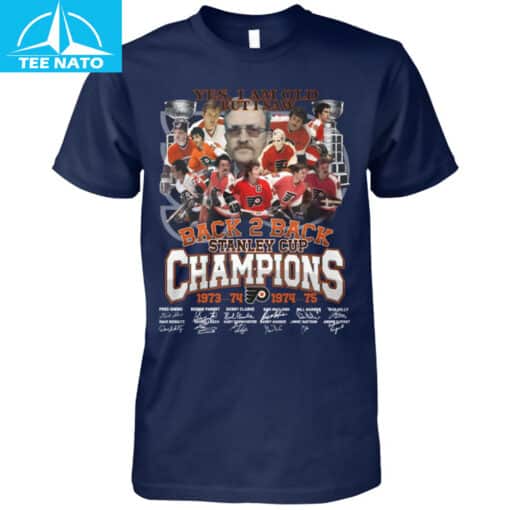 Philadelphia Flyers Back 2 Back Stanley Cup Champions 1973-74 1974-75 Shirt - Image 4