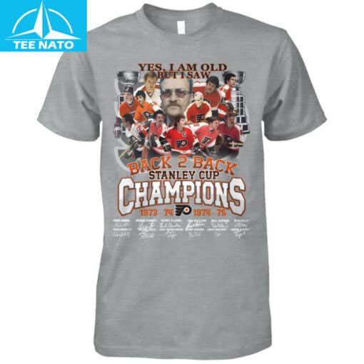 Philadelphia Flyers Back 2 Back Stanley Cup Champions 1973-74 1974-75 Shirt - Image 3