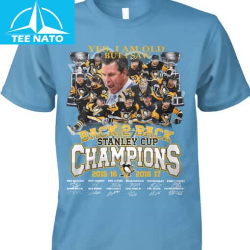 Pittsburgh Penguins Back 2 Back Stanley Cup Champions 2015-2017 Yes I Am Old But I Saw Shirt - Image 3