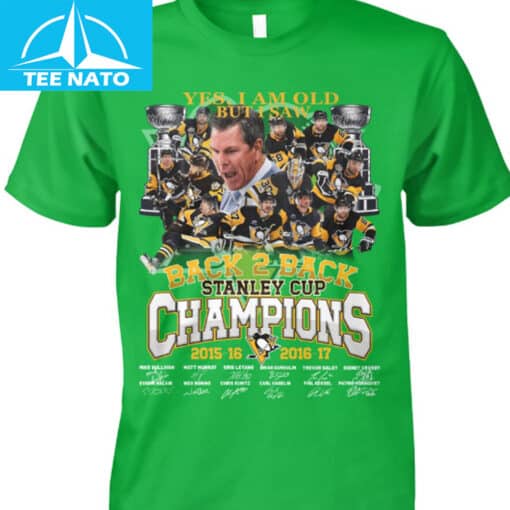 Pittsburgh Penguins Back 2 Back Stanley Cup Champions 2015-2017 Yes I Am Old But I Saw Shirt - Image 4