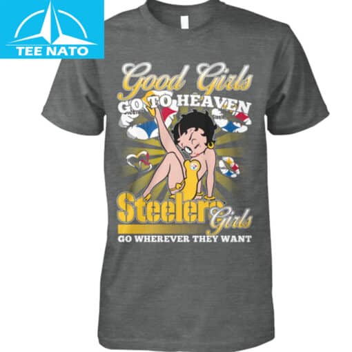 Pittsburgh Steelers Betty Boop Good Girls Go To Heaven, Steelers Girls Go Wherever They Want Shirt - Image 2