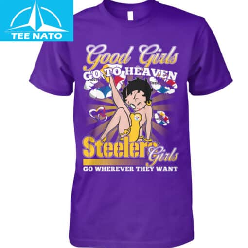 Pittsburgh Steelers Betty Boop Good Girls Go To Heaven, Steelers Girls Go Wherever They Want Shirt - Image 3
