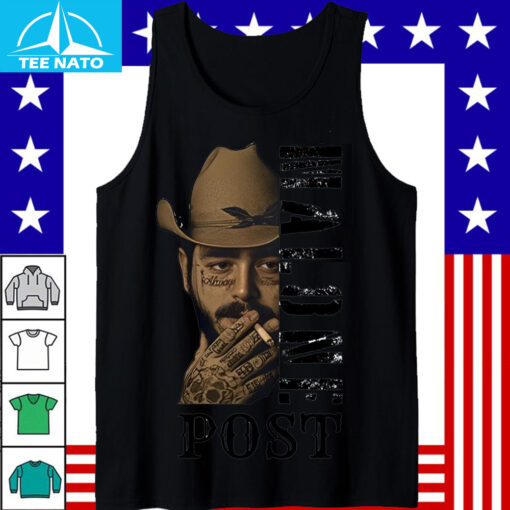 Post Malone Cowboy Hat Smoking Graphic Shirt - Image 5