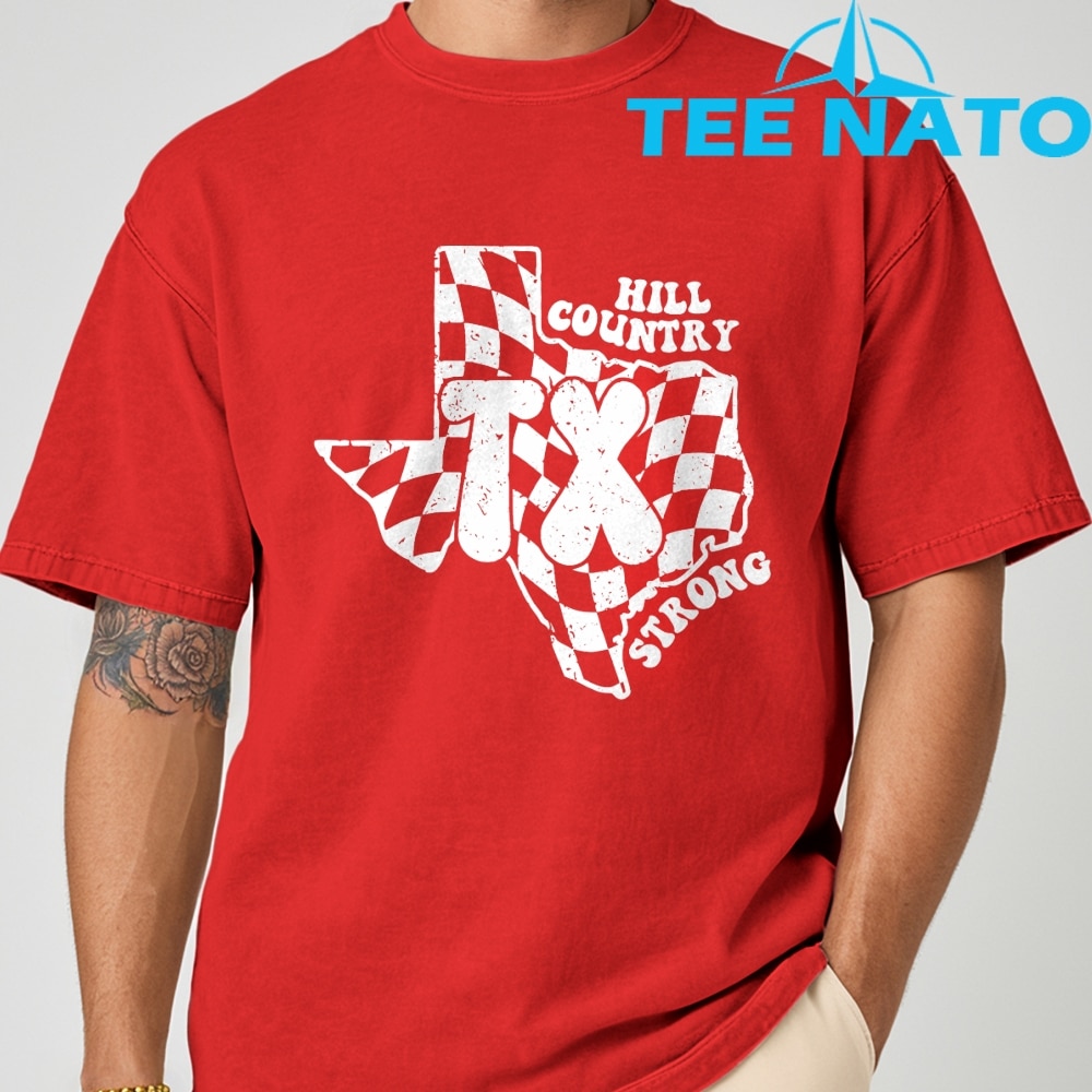 A person styling the Pray For Texas 2025 Camp Mystic Flood T-Shirt.