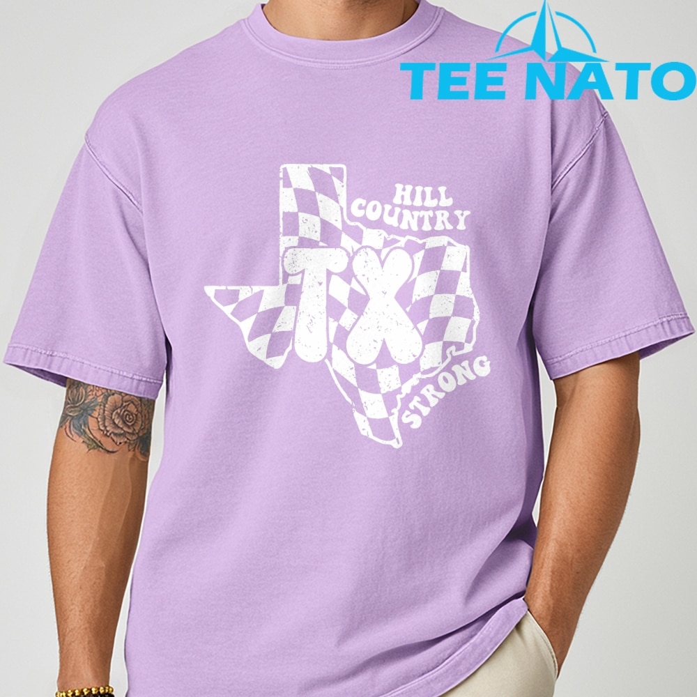 A stylish detail of the Pray For Texas 2025 Camp Mystic Flood T-Shirt.