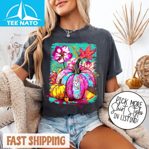 Preppy Floral Fall Pumpkin Shirt