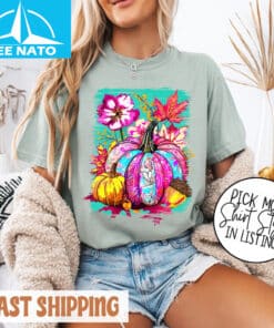 Preppy Floral Fall Pumpkin Shirt2