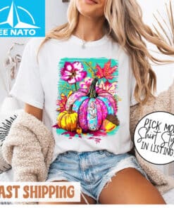 Preppy Floral Fall Pumpkin Shirt3