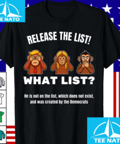 Release the List What List? Funny Epstein Shirt with Denial Monkeys