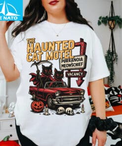 Retro Halloween Haunted Cat Motel Shirt2