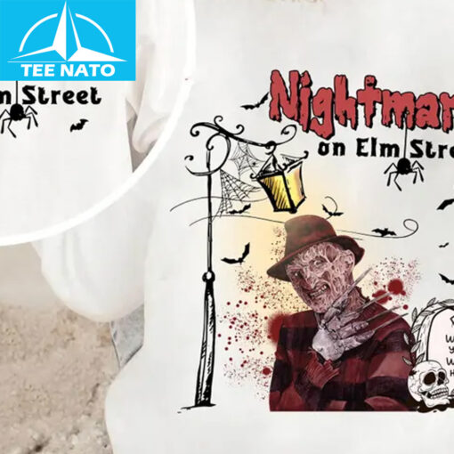Retro Halloween Horror Movies Nightmare On Elm Street Shirt - Image 4