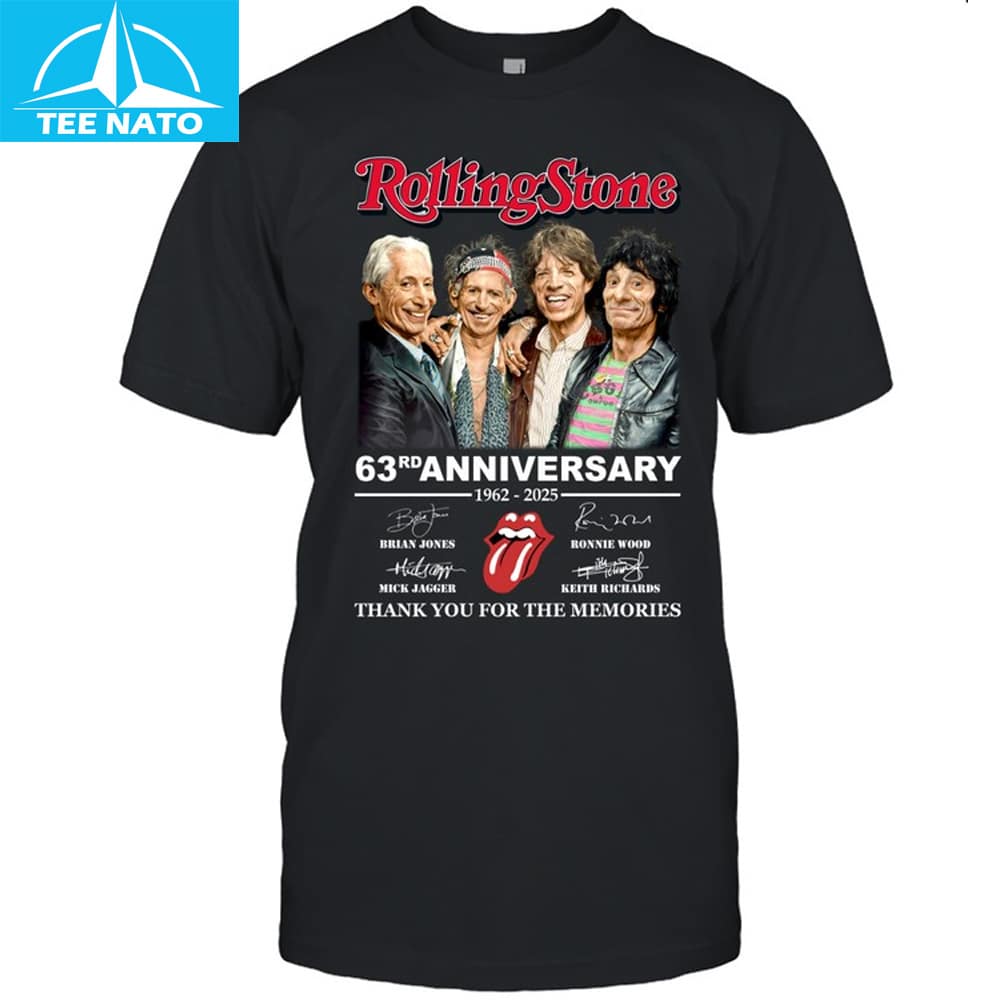 A shirt featuring the powerful signatures of the Rolling Stones members.