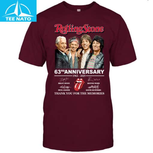 Rolling Stones 63rd Anniversary 1962-2025 Band Members Signatures Shirt - Image 4