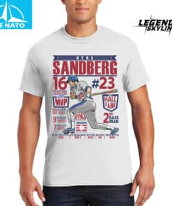 Ryne Sandberg 23 Hall of Fame Baseball Legend Stats Shirt2