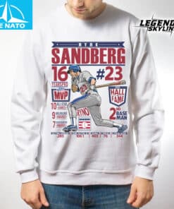 Ryne Sandberg 23 Hall of Fame Baseball Legend Stats Shirt3