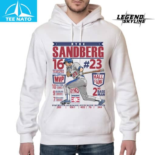 Ryne Sandberg 23 Hall of Fame Baseball Legend Stats Shirt - Image 4