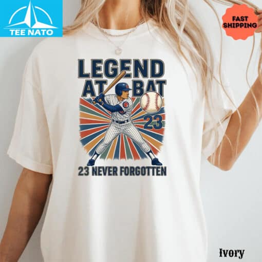 Ryne Sandberg Legend At Bat 23 Never Forgotten Baseball Fan Shirt
