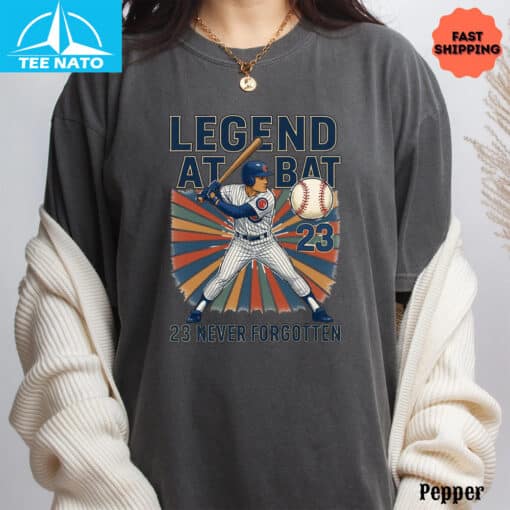 Ryne Sandberg Legend At Bat 23 Never Forgotten Baseball Fan Shirt - Image 3