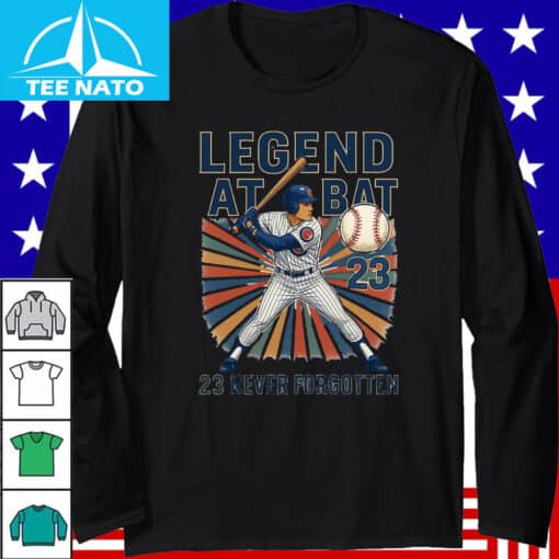 Ryne Sandberg Legend At Bat 23 Never Forgotten Baseball Fan Shirt - Image 4