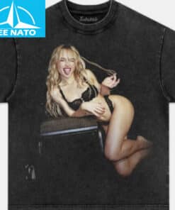 Sabrina Carpenter Playful Pose Lingerie Graphic Shirt2