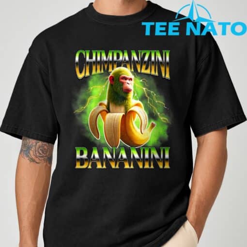 Shimpanzini Bananini Italian Brainrot Chimpanzee and Banana T-Shirt - Image 3