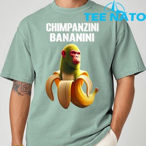 Shimpanzini Bananini Italian Brainrot Chimpanzee and Banana TShirt - Image 4