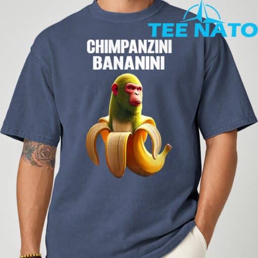 Shimpanzini Bananini Italian Brainrot Chimpanzee and Banana TShirt - Image 6