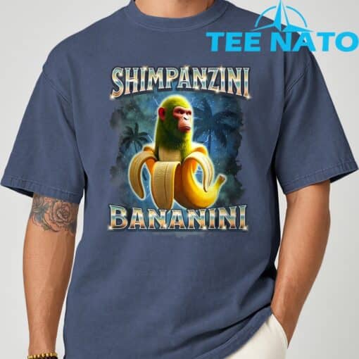 Shimpanzini Bananini Monkey Banana Meme Italian Brainrot T-Shirt - Image 5