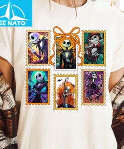 Skeleton Postage Stamp Halloween Shirt2