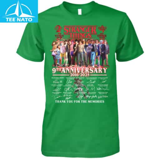 Stranger Things 9th Anniversary 2016-2025 Thank You For The Memories Cast Signatures Shirt - Image 5
