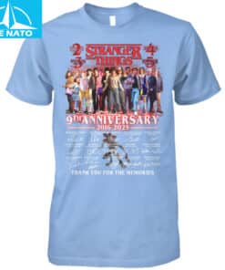 Stranger Things 9th Anniversary 2016 2025 Thank You For The Memories Cast Signatures Shirt4
