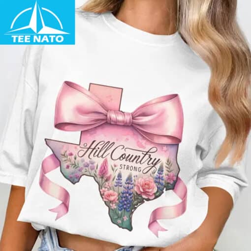 Texas Hill Country Strong Pink Floral Bow Shirt