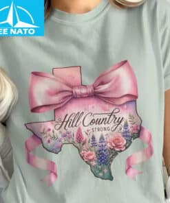 Texas Hill Country Strong Pink Floral Bow Shirt1
