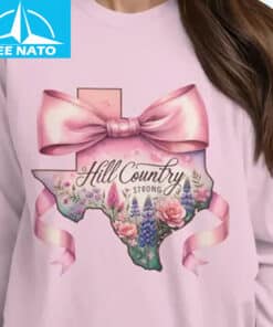Texas Hill Country Strong Pink Floral Bow Shirt3