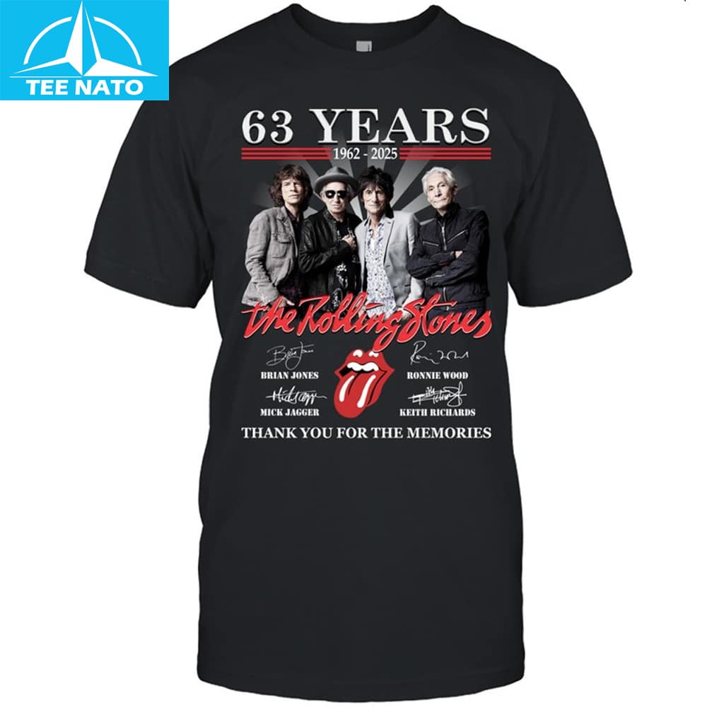 A collector with The Rolling Stones 63 Years 1962-2025 Thank You For The Memories Shirt.