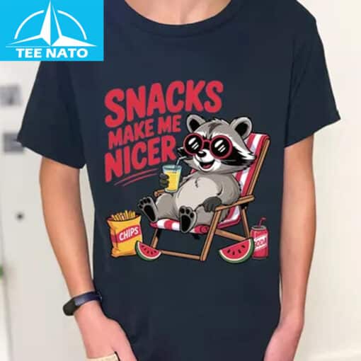 Trendy Raccoon Snacks Make Me Nice Shirt - Image 3
