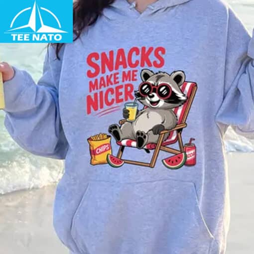 Trendy Raccoon Snacks Make Me Nice Shirt - Image 4