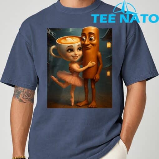 Tung Tung Sahur Loves Ballerina Cappuccina Italian Brainrot T-Shirt - Image 6